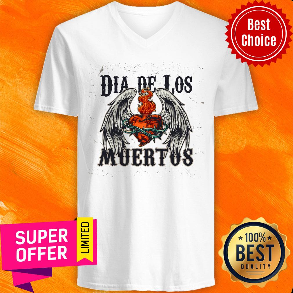Mexian Day Dia De Los Muertos Heart Wings Shirt - Image 3