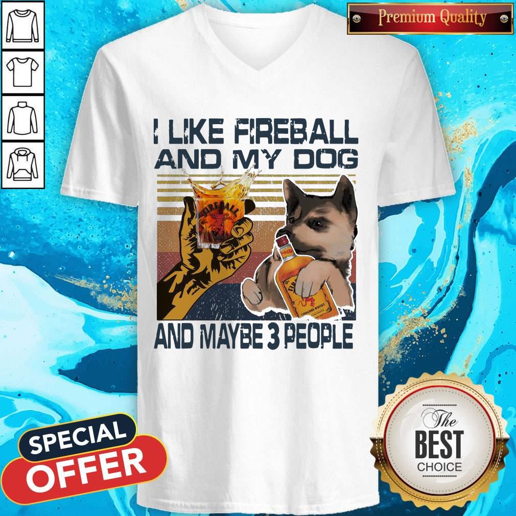 I Like Fireball And My Dog And Maybe 3 People Vintage Shirt - Image 2