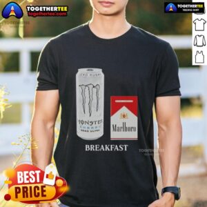 Funny White Monster Marlboro Red Cigarette Breakfast T-Shirt