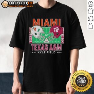Original Miami Hurricanes Vs Texas A&M Aggies 2025 College Football Helmets Playoff T-Shirt