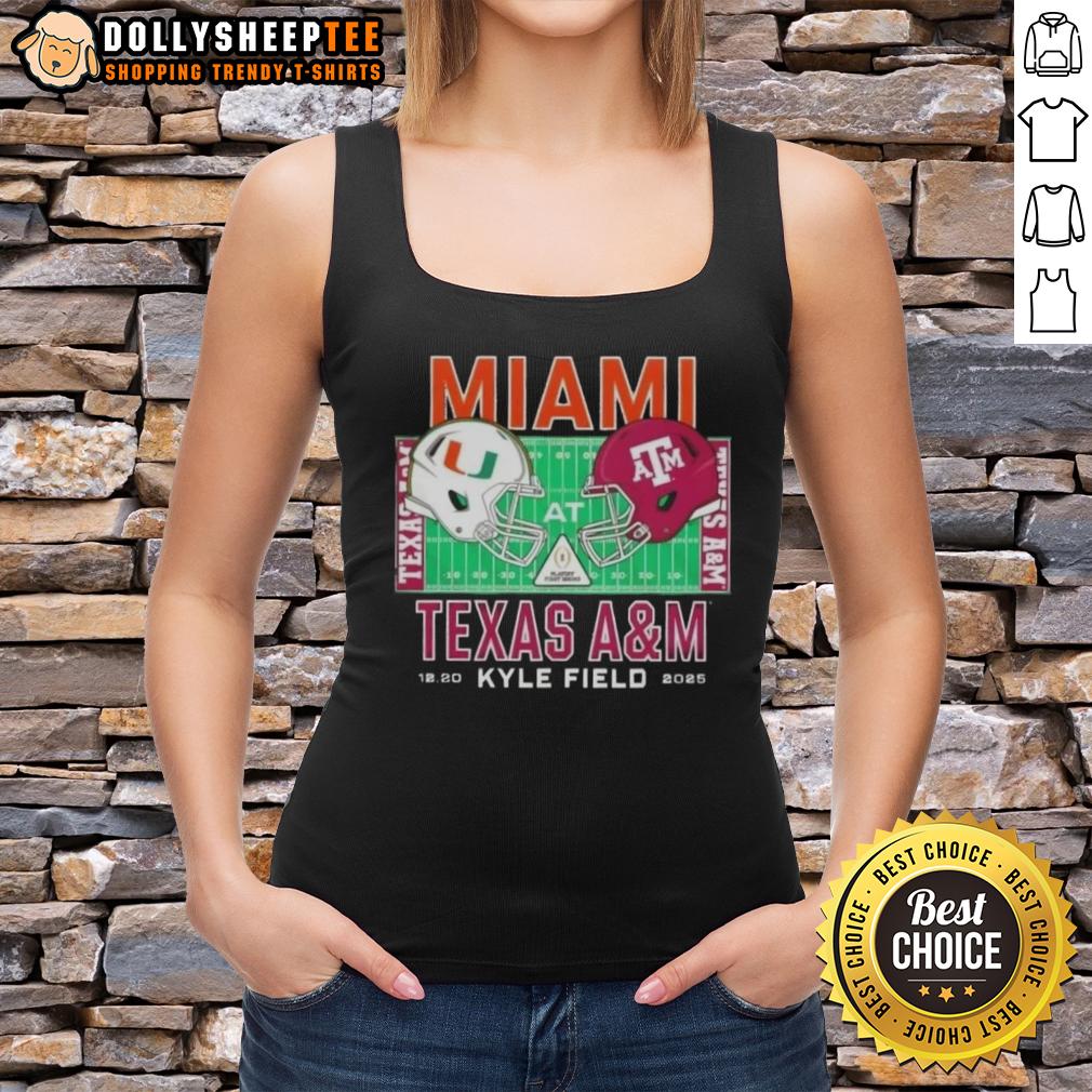 Original Miami Hurricanes Vs Texas A&M Aggies 2025 College Football Helmets Playoff T-Shirt - Image 4