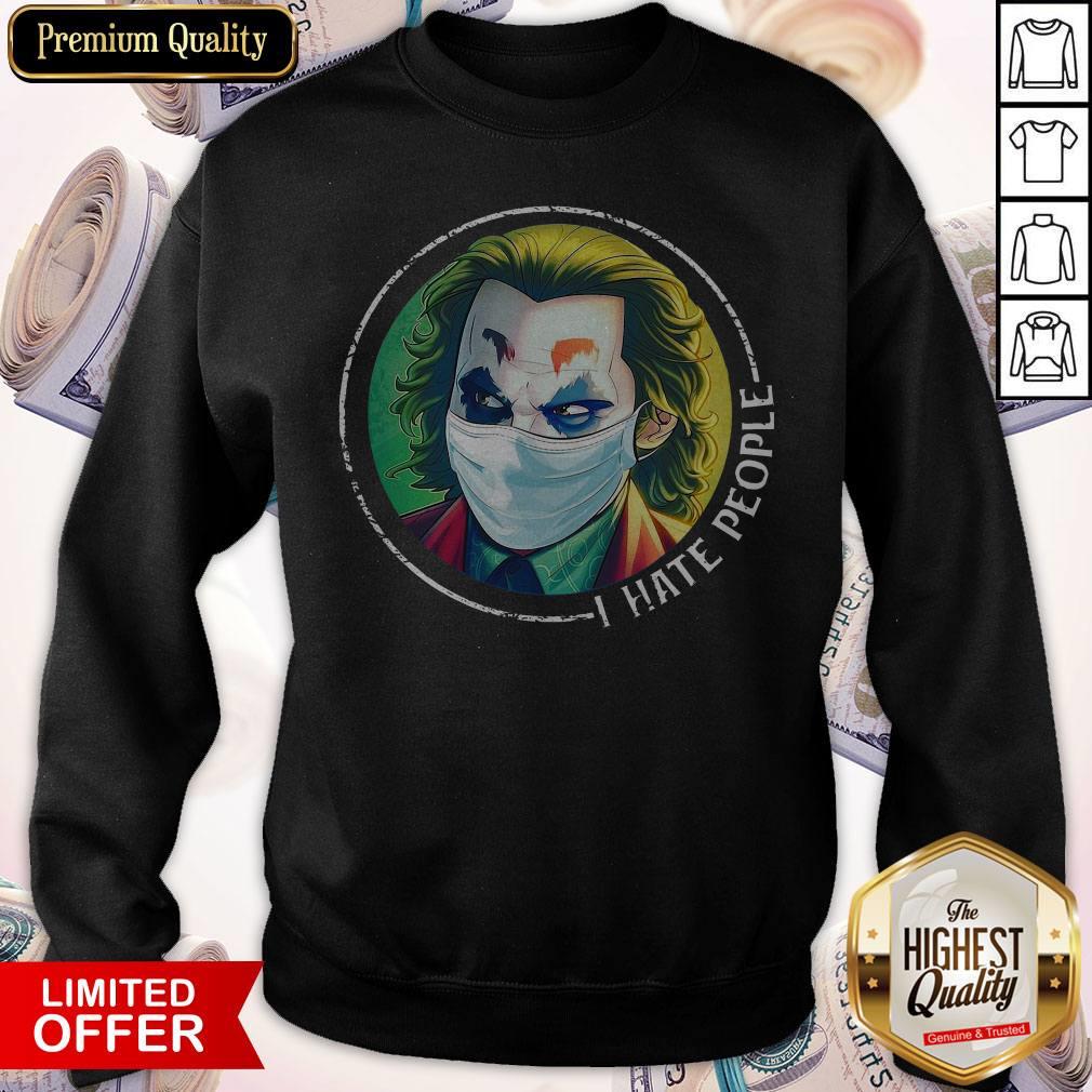 Joker Face Mask I Hate People Vintage Shirt - Image 2