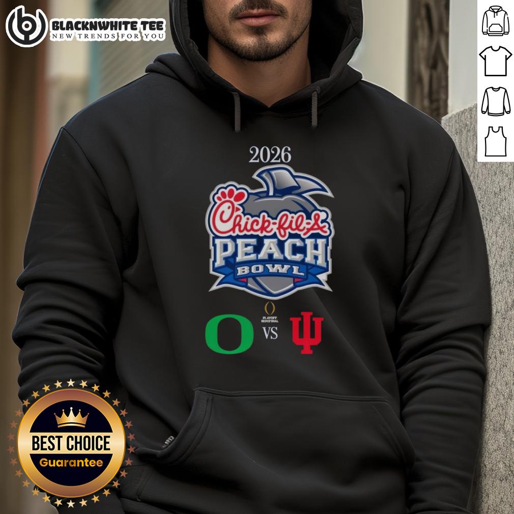 Awesome Oregon Ducks Vs Indiana Hoosiers 2026 Chick-Fil-A Peach Bowl T-Shirt - Image 2