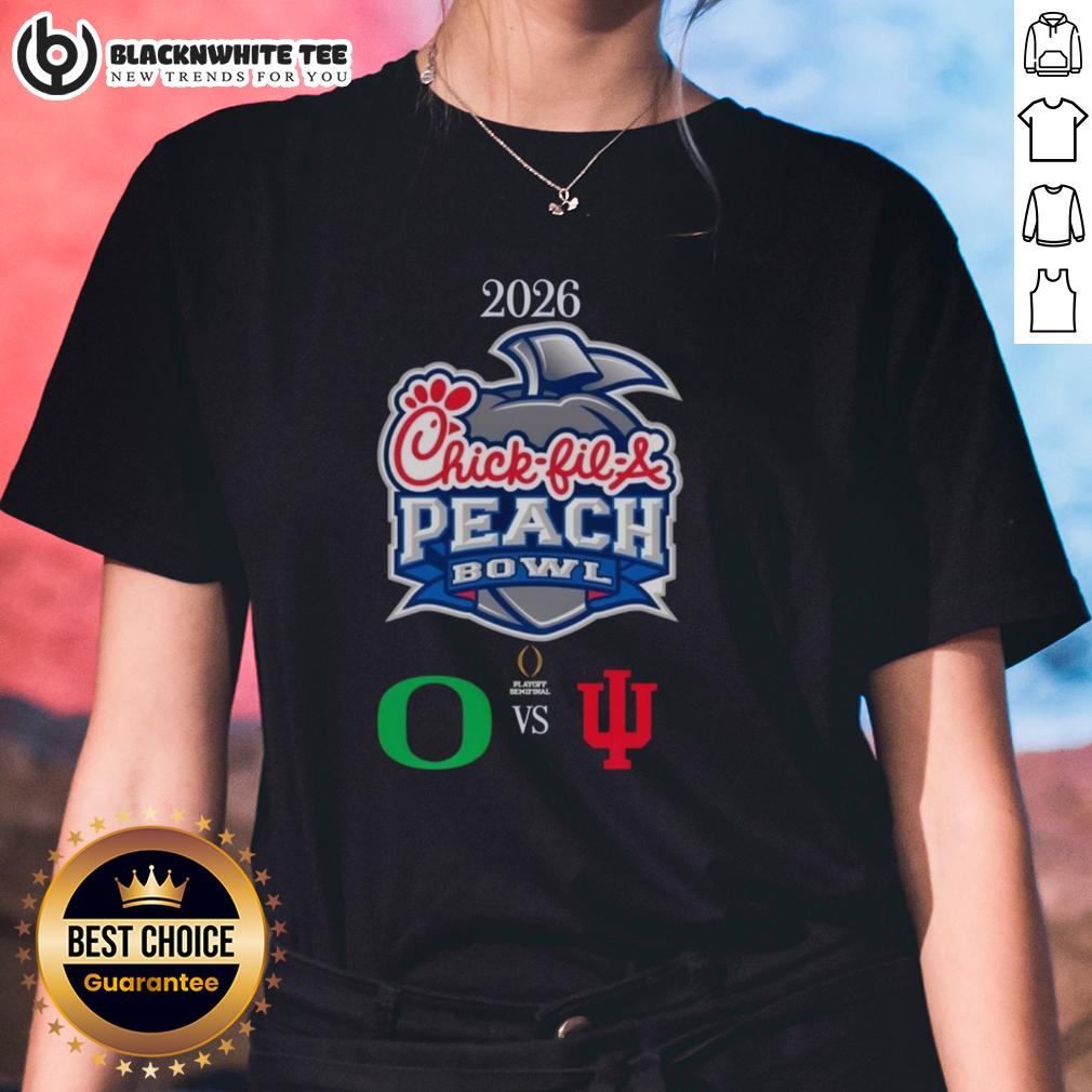 Awesome Oregon Ducks Vs Indiana Hoosiers 2026 Chick-Fil-A Peach Bowl T-Shirt - Image 3