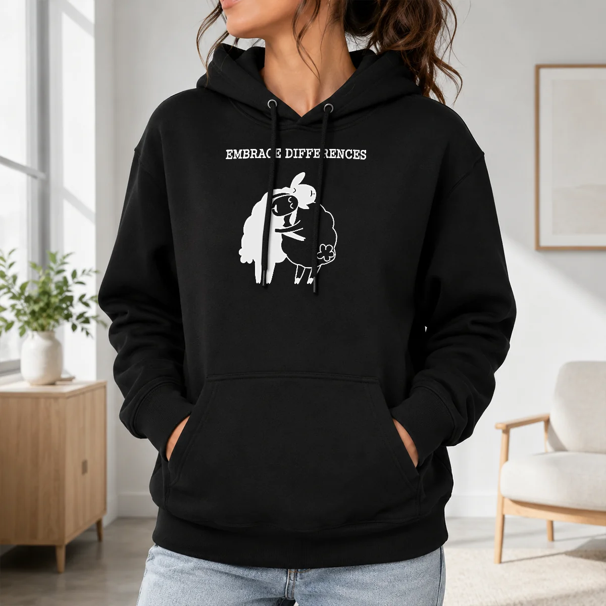 Original Embrace Differences Sheep Hug Hugging Inclusivity Shirt - Image 7