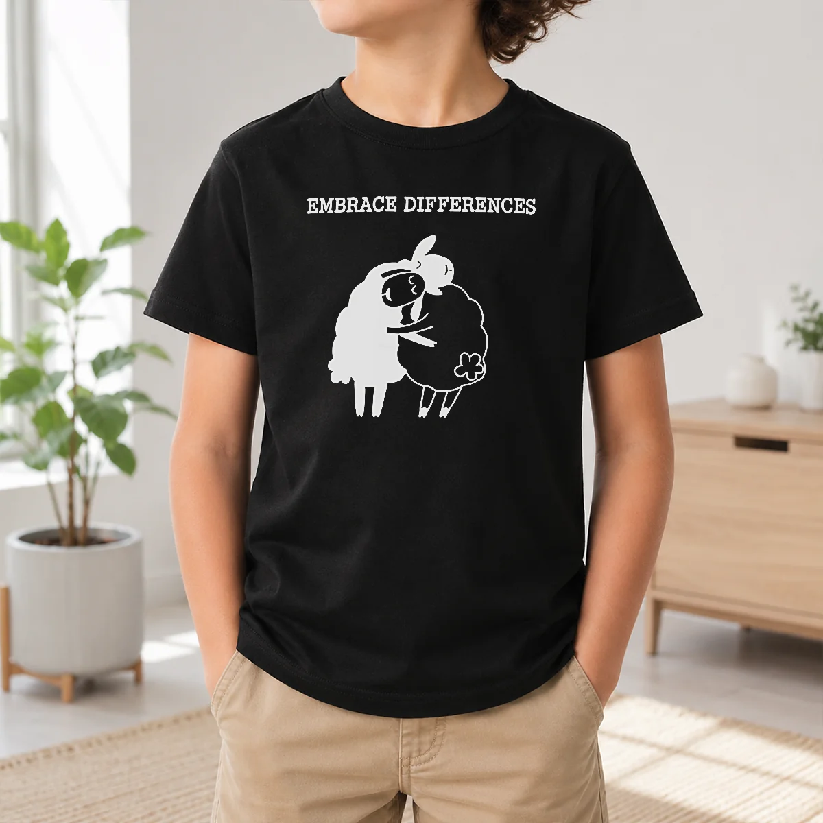 Original Embrace Differences Sheep Hug Hugging Inclusivity Shirt - Image 9