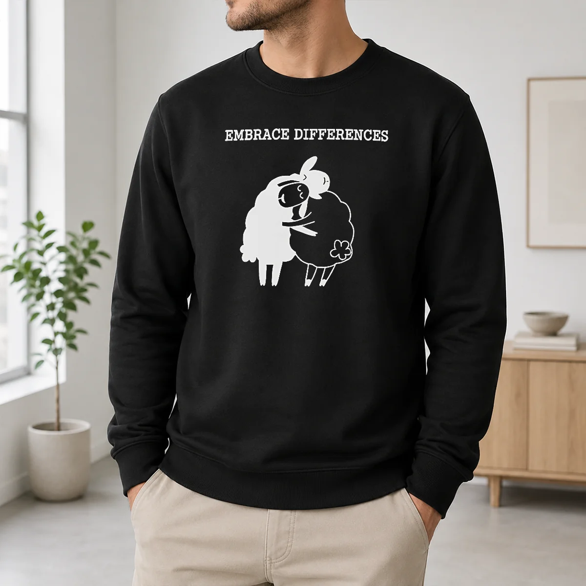 Original Embrace Differences Sheep Hug Hugging Inclusivity Shirt - Image 6