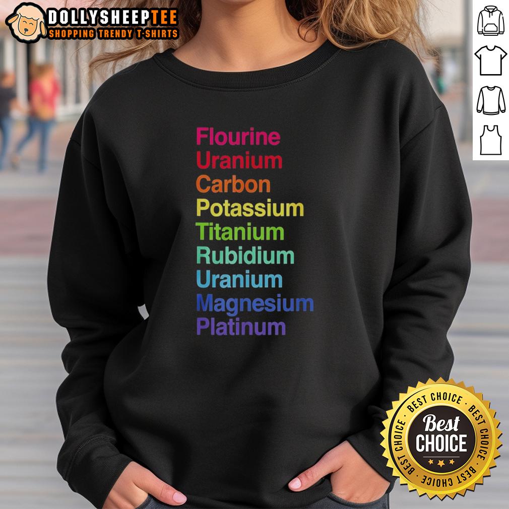 Official Flourine Uranium Carbon Potassium Titanium Rubidium Uranium T-Shirt - Image 5