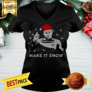 Alternative view of Star Trek Santa Make It Snow Christmas Shirt