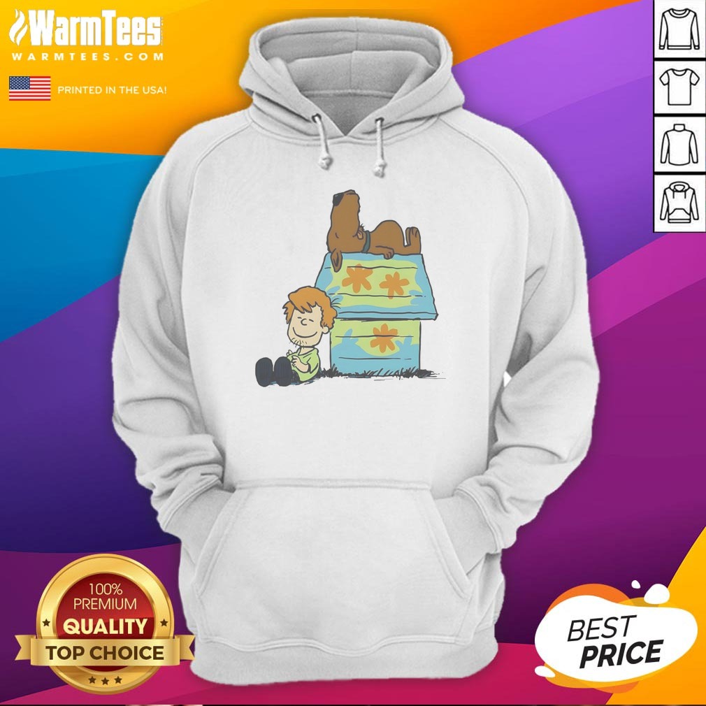 Funny Shaggy Rogers Scooby Doo Peanuts Crossover Mystery Machine Doghouse Shirt - Image 2
