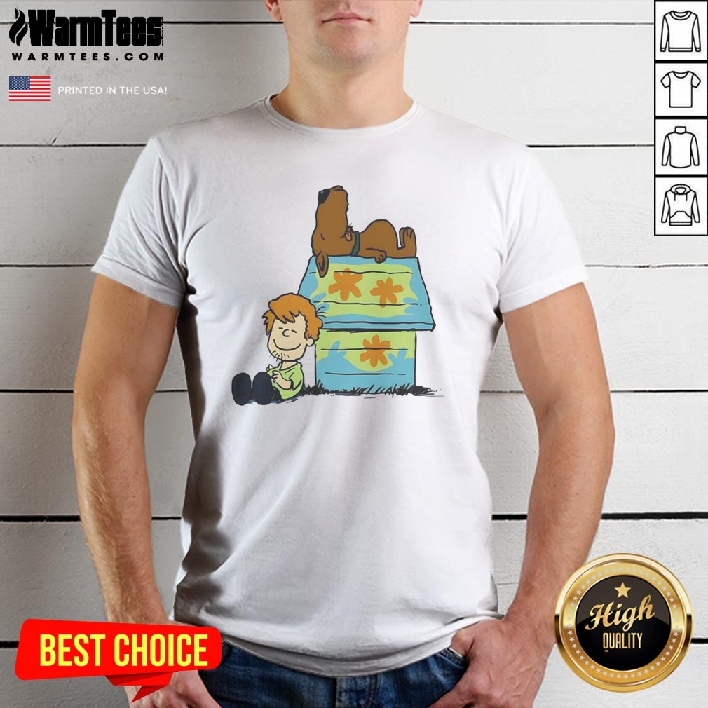 Funny Shaggy Rogers Scooby Doo Peanuts Crossover Mystery Machine Doghouse Shirt