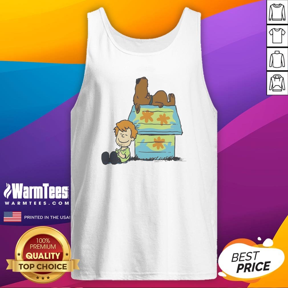 Funny Shaggy Rogers Scooby Doo Peanuts Crossover Mystery Machine Doghouse Shirt - Image 5