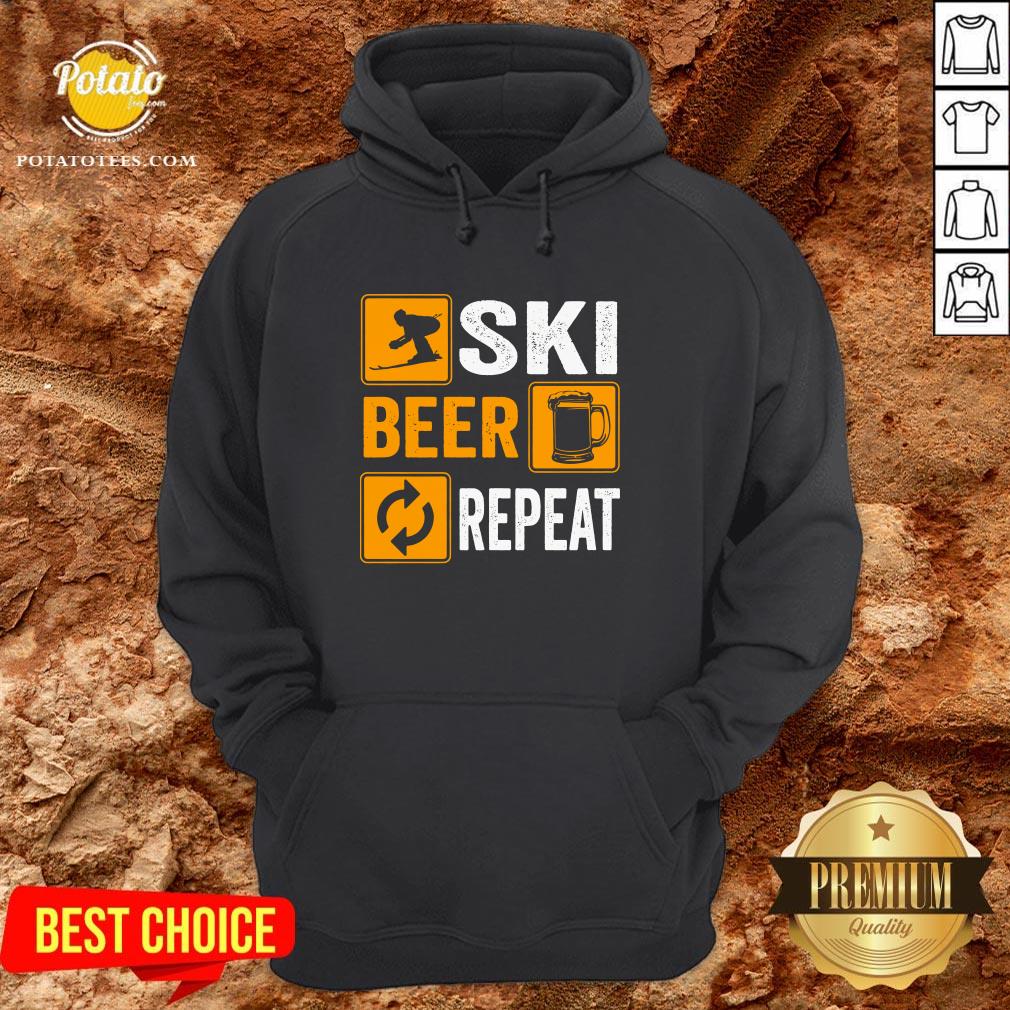 Hot Awesome Ski Beer Repeat Downhill Skiing Shirt - Image 5