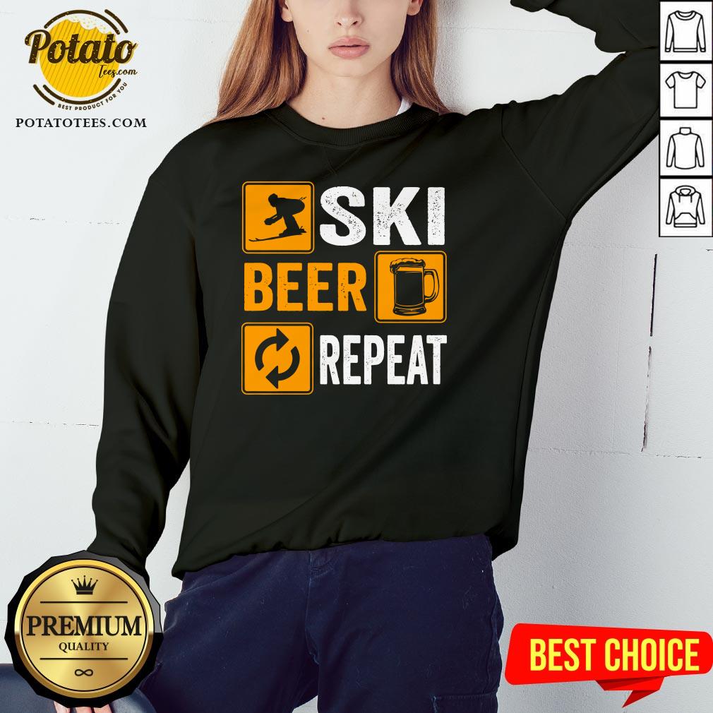 Hot Awesome Ski Beer Repeat Downhill Skiing Shirt - Image 4