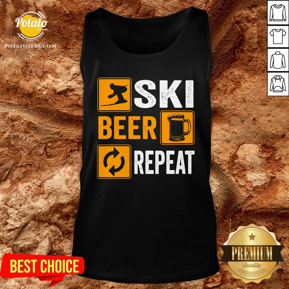 Hot Awesome Ski Beer Repeat Downhill Skiing Shirt - Image 3