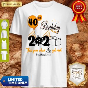 40th Birthday 2020 Toilet Paper This Year When Shit Got Real Quarantined Covid 19 Shirt