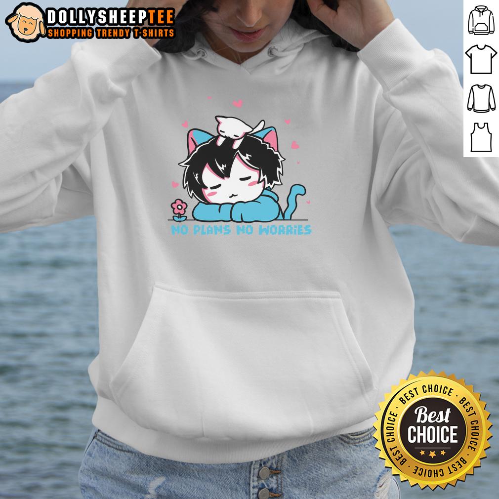Funny Cat Boy No Plans No Worries T-Shirt - Image 2