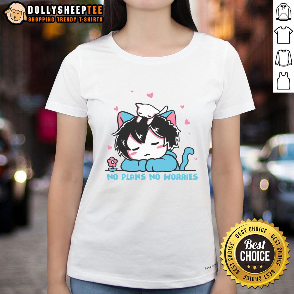 Funny Cat Boy No Plans No Worries T-Shirt - Image 3