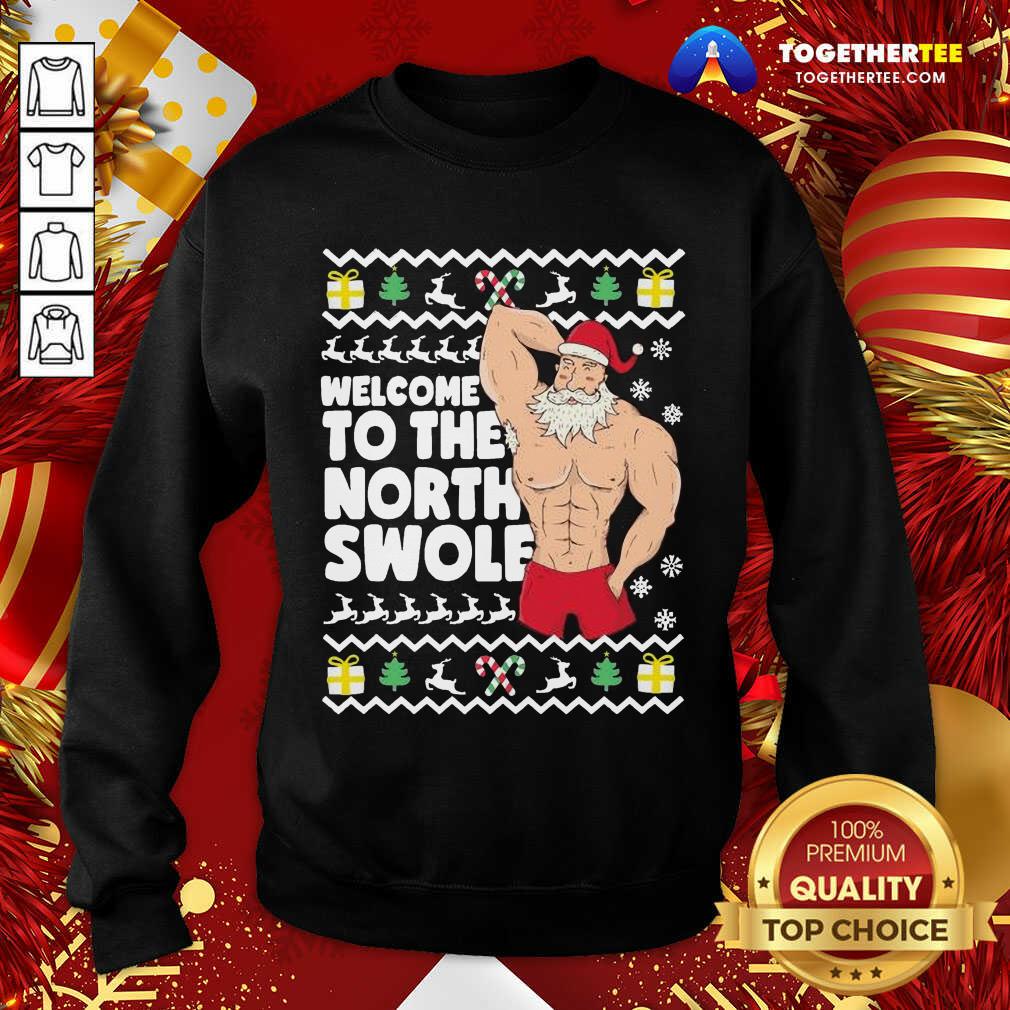 Funny Welcome To The North Swole Hunk Santa Christmas Shirt - Image 4