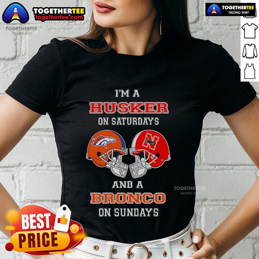 Official I'm A Huskers On Saturdays And A Bronco On Sundays T-Shirt - Image 3