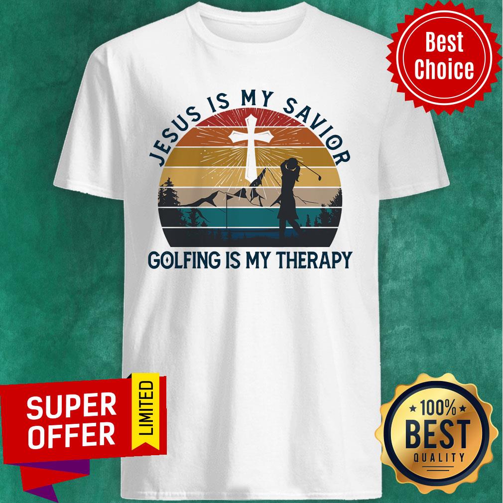 Jesus Is My Savior Golfing Is My Therapy Vintage Shirt