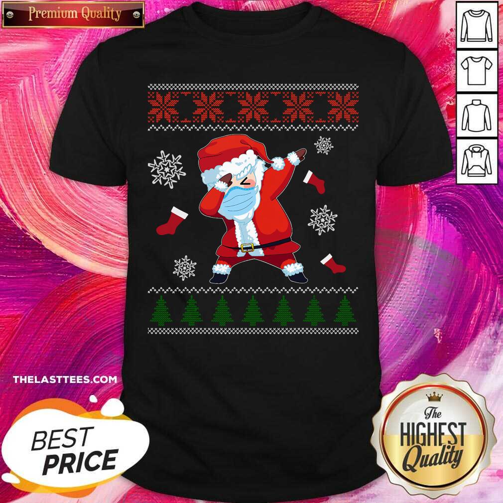 Cute Dabbing Santa Claus Wear Mask Family Matching Christmas Shirt