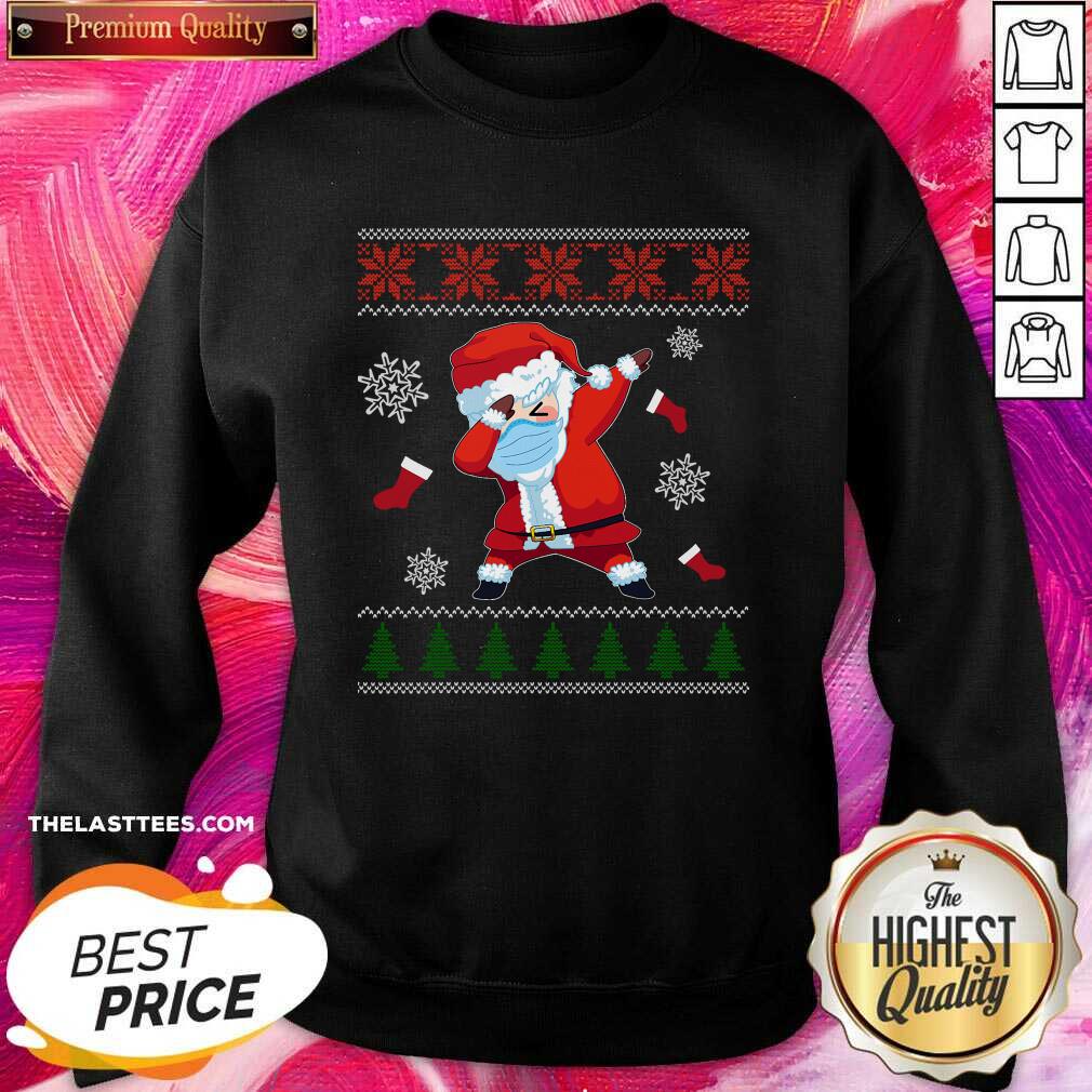Cute Dabbing Santa Claus Wear Mask Family Matching Christmas Shirt - Image 4