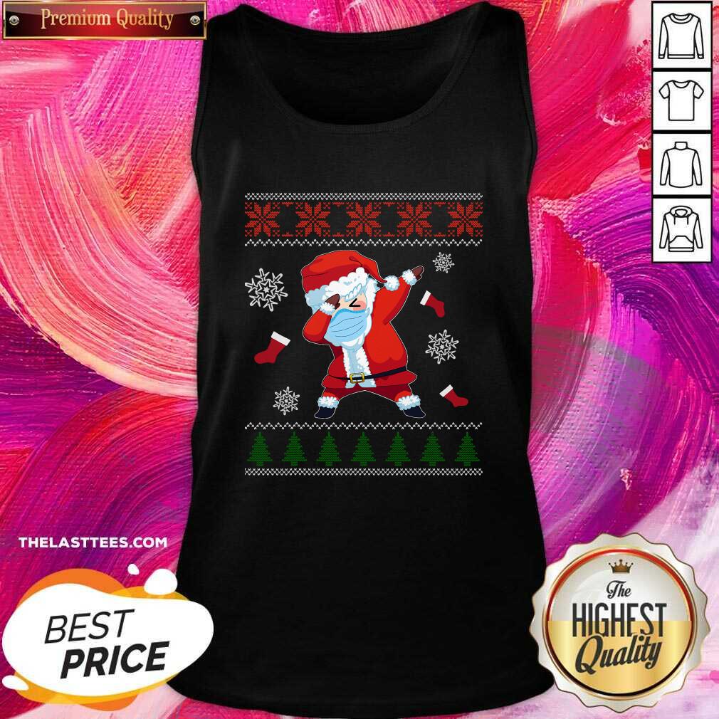 Cute Dabbing Santa Claus Wear Mask Family Matching Christmas Shirt - Image 3