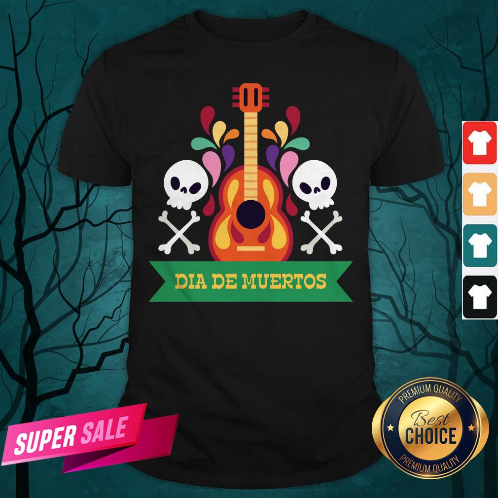 Guitar Sugar Skull Dia De Muertos Day Dead Shirt