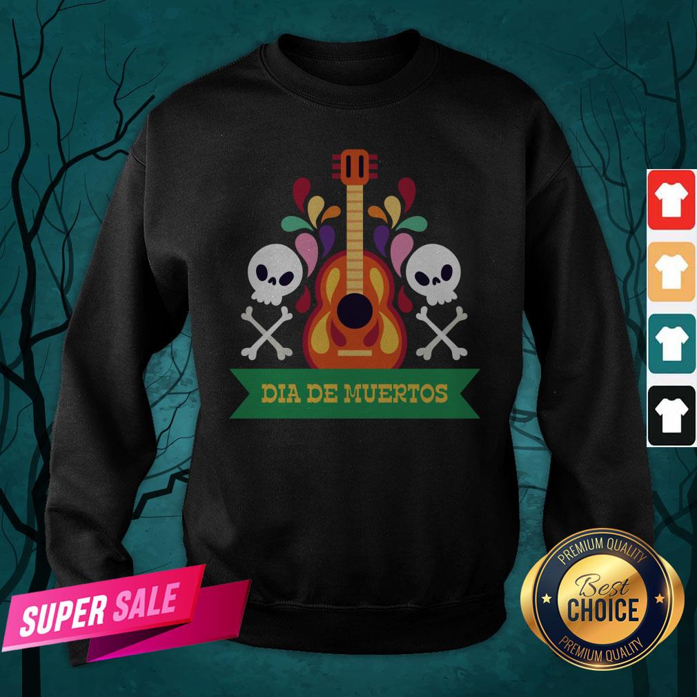 Guitar Sugar Skull Dia De Muertos Day Dead Shirt - Image 2