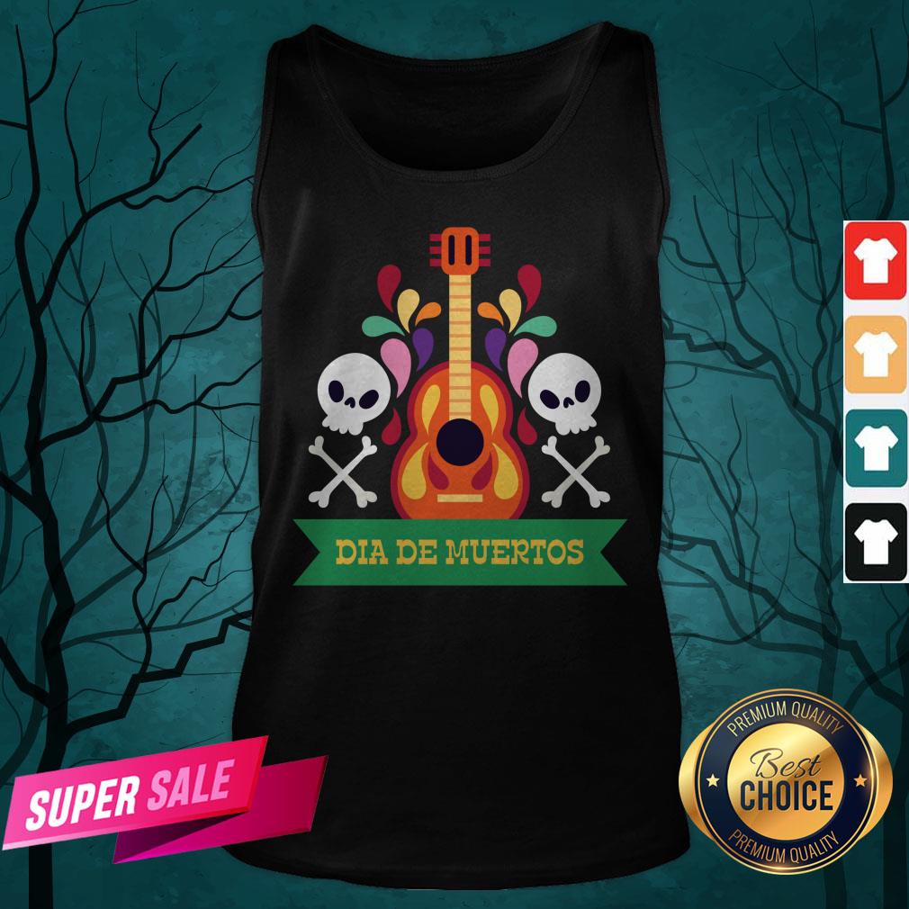 Guitar Sugar Skull Dia De Muertos Day Dead Shirt - Image 5