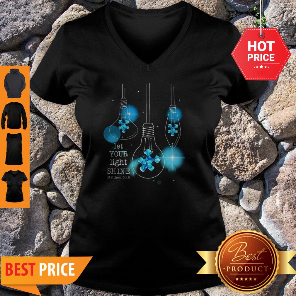 Light Bulb Let Your Light Shine Matthew 516 Autism Awareness Shirt - Image 3
