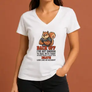 Alternative view of Official Squirrel Back Off Ive Got Enough To Deal With Today Without Having To Make Your Death Look Shirt