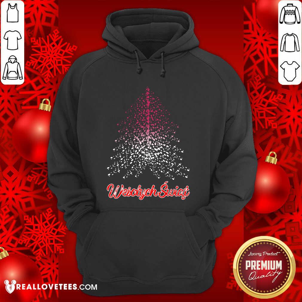 Lovely Wesolych Swiat Polish flag Christmas Tree Shirt - Image 4