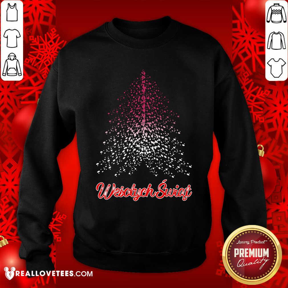 Lovely Wesolych Swiat Polish flag Christmas Tree Shirt - Image 3