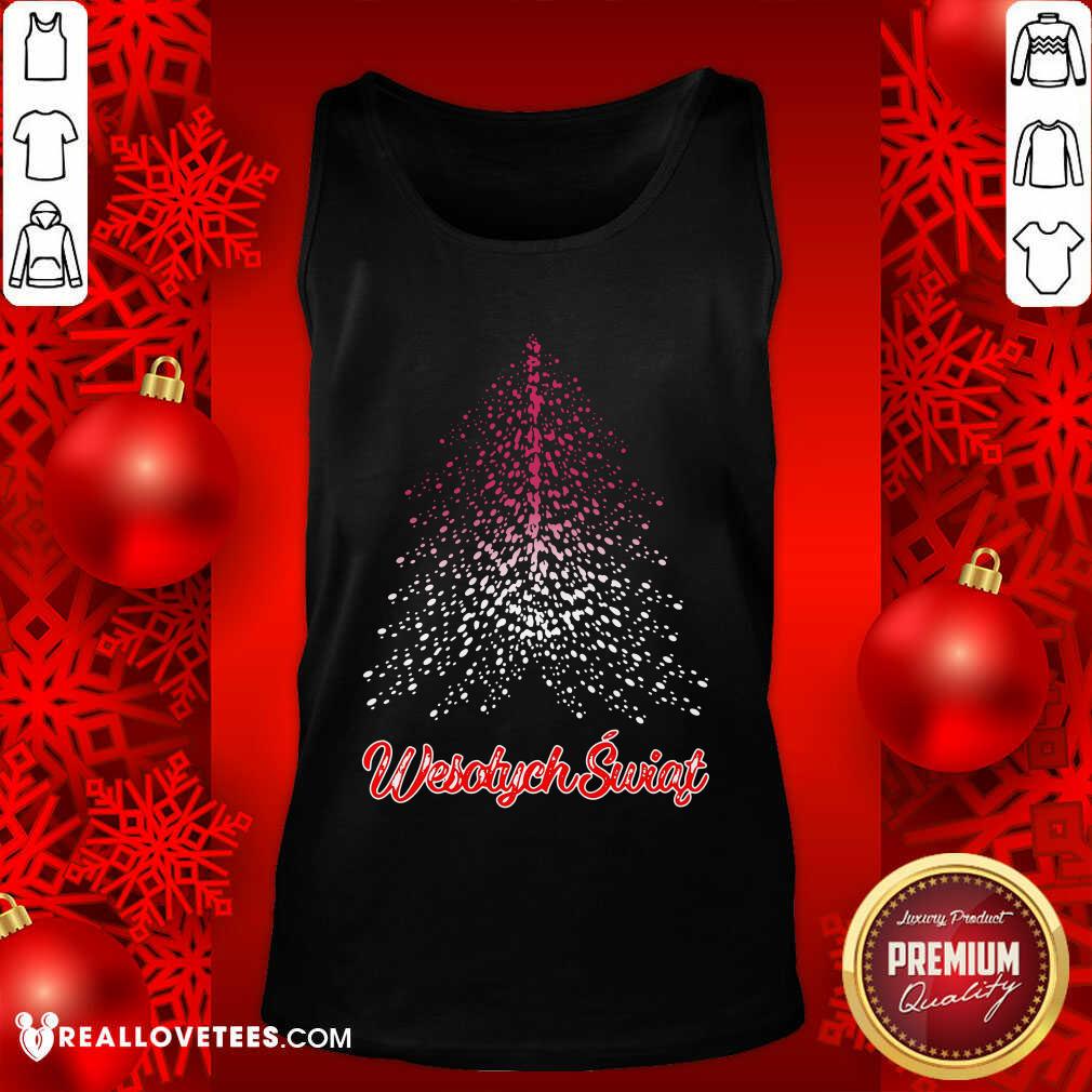Lovely Wesolych Swiat Polish flag Christmas Tree Shirt - Image 2