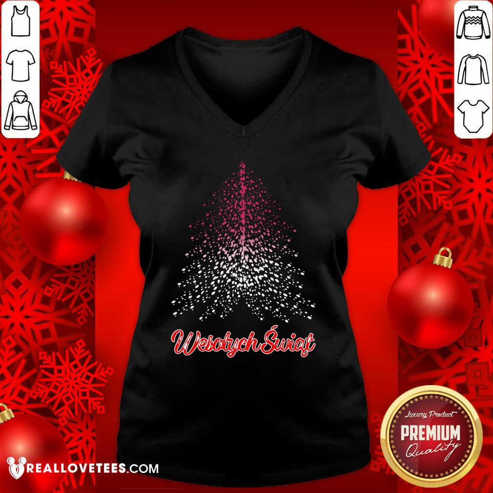 Lovely Wesolych Swiat Polish flag Christmas Tree Shirt - Image 5