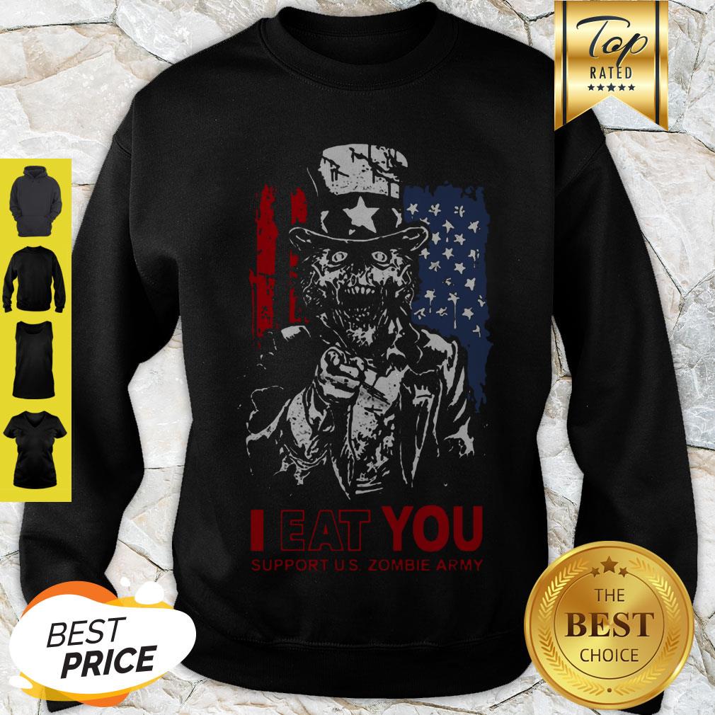 Modern I Eat You Support U.S Zombie Army American Flag Shirt - Image 2