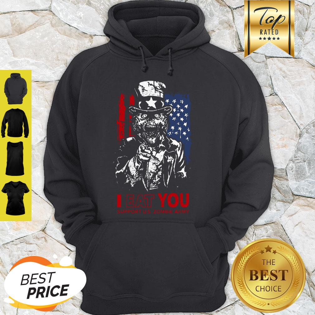 Modern I Eat You Support U.S Zombie Army American Flag Shirt - Image 3