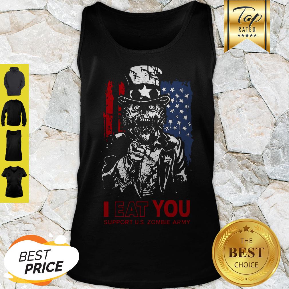 Modern I Eat You Support U.S Zombie Army American Flag Shirt - Image 4