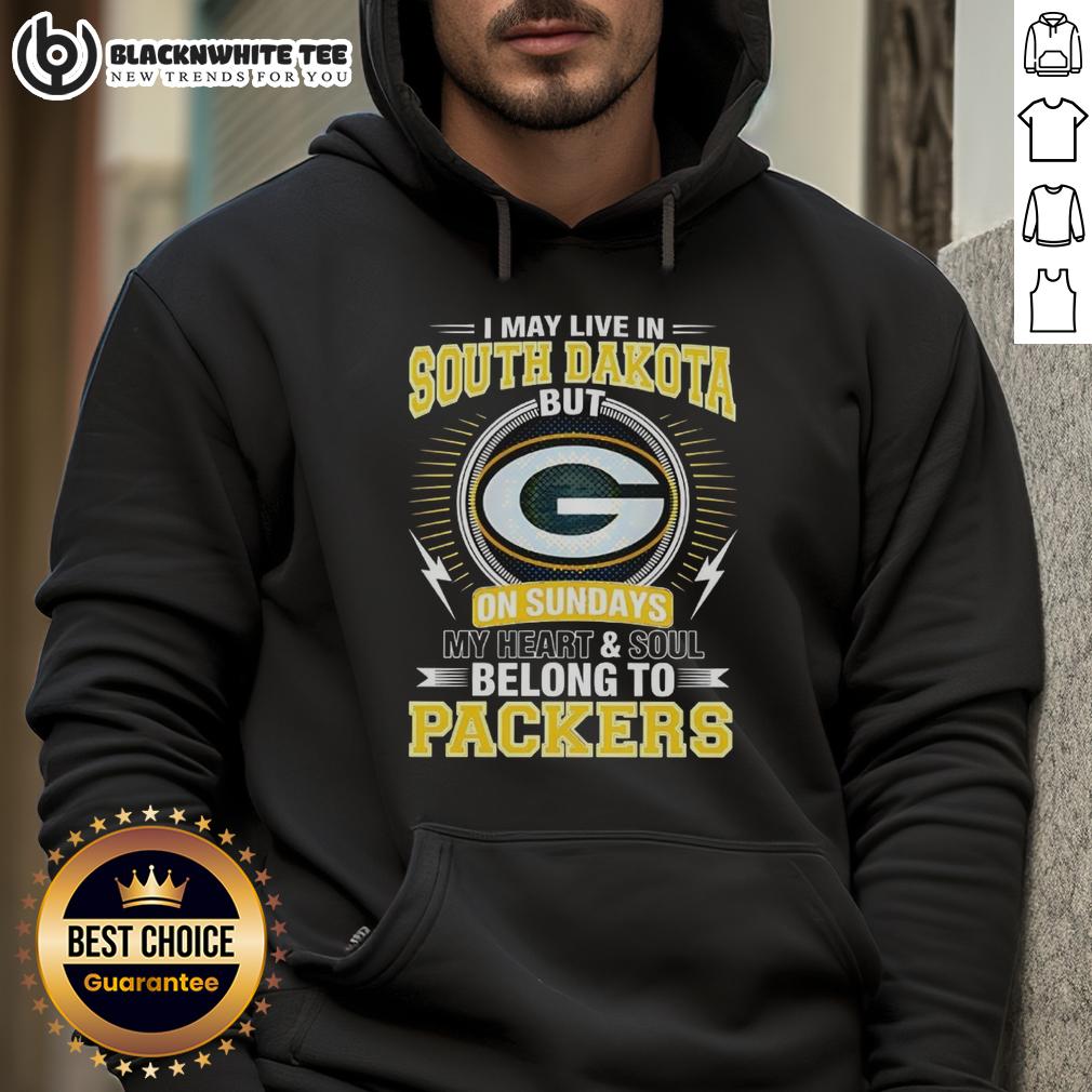 Original Green Bay Packers NFL May Live In South Dakota G On Sundays My Heart And Soul Belong To Packers T-Shirt - Image 2
