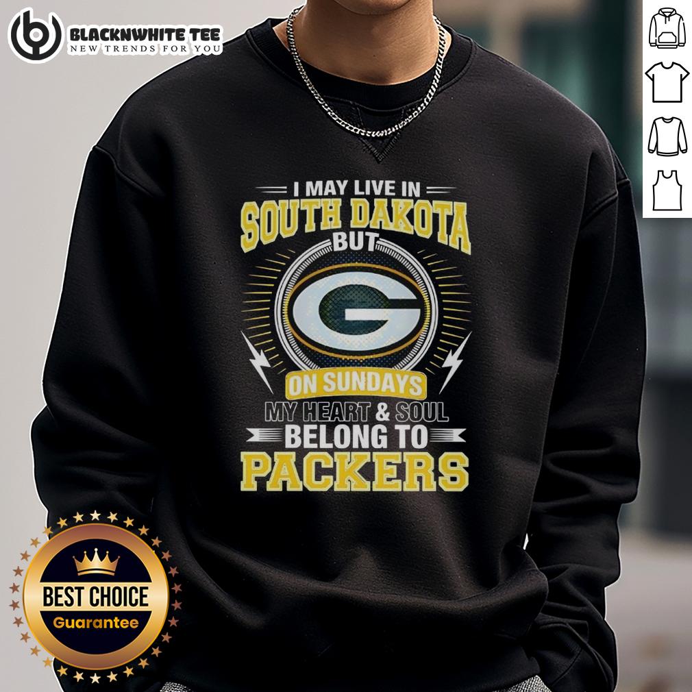 Original Green Bay Packers NFL May Live In South Dakota G On Sundays My Heart And Soul Belong To Packers T-Shirt - Image 5