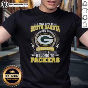 Original Green Bay Packers NFL May Live In South Dakota G On Sundays My Heart And Soul Belong To Packers T-Shirt