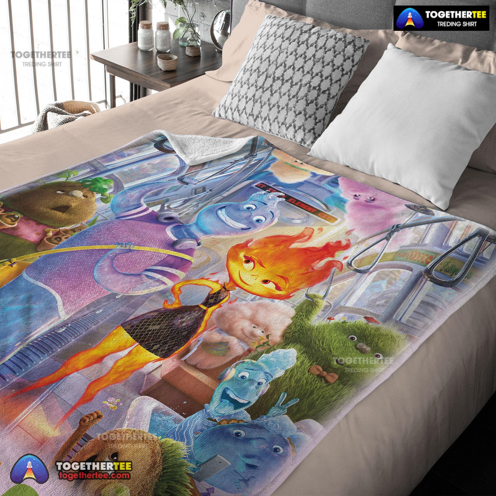 Official Elemental Characters Ember Lumen Wade With Friends Blanket Fleece Customized Blanket - Image 2