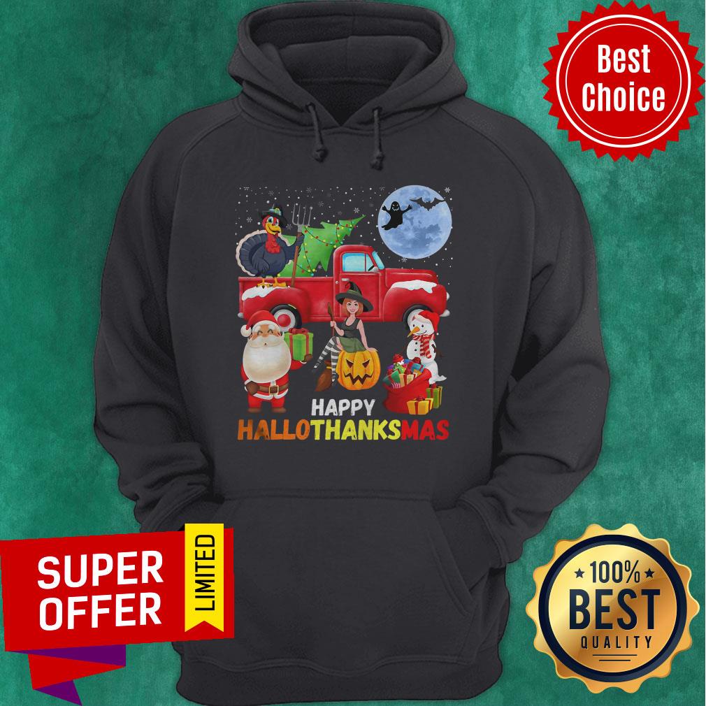 Funny Happy Hallothanksmas Halloween Thanksgiving Christmas Shirt - Image 2