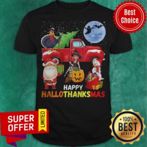 Funny Happy Hallothanksmas Halloween Thanksgiving Christmas Shirt