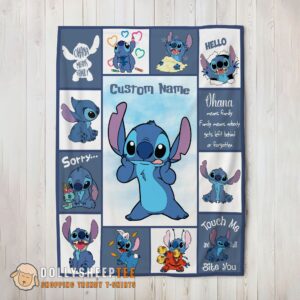 Perfect Cute Disney Playful Stitch Collage Blanket Fleece Customized Blanket