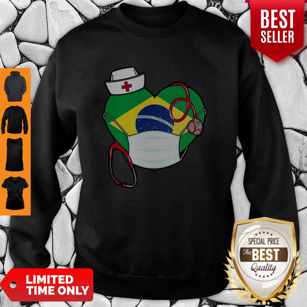 Nice Brazil Nurse Heart Stethoscope Shirt - Image 4