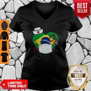 Alternative view of Nice Brazil Nurse Heart Stethoscope Shirt