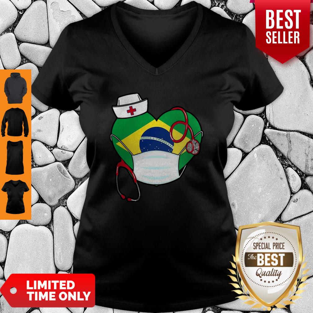 Nice Brazil Nurse Heart Stethoscope Shirt - Image 2